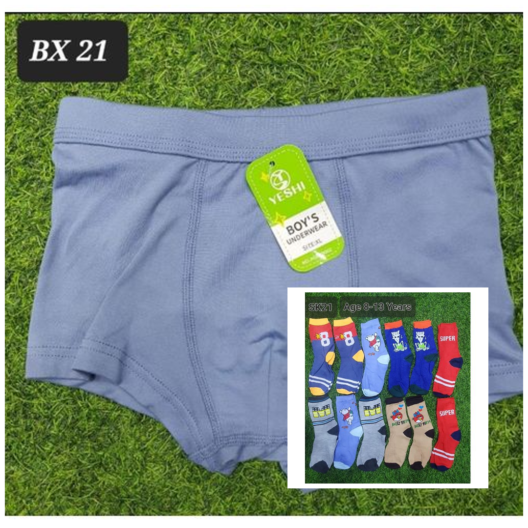 4PCS Pure Cotton Brief teenage boxers with free 2pairs of socks