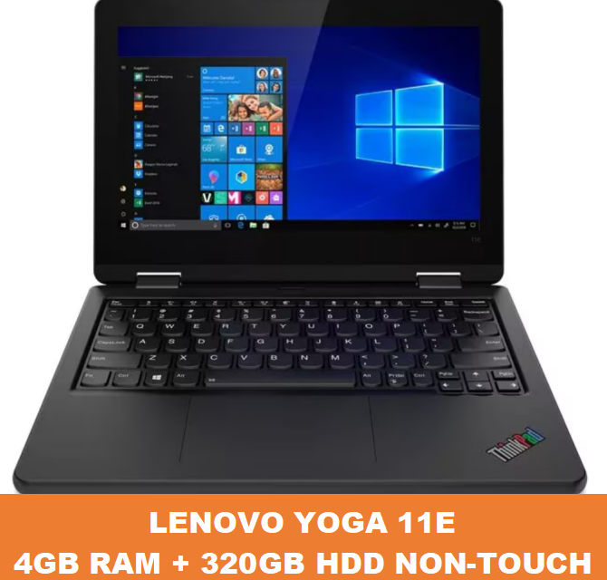 (4GB + 320GB HDD) Refurbished Lenovo Thinkpad Yoga 11e Celeron 4GB RAM + 320GB HDD Storage Laptop Windows Installed Non-touchscreen Laptops Notebook Computer