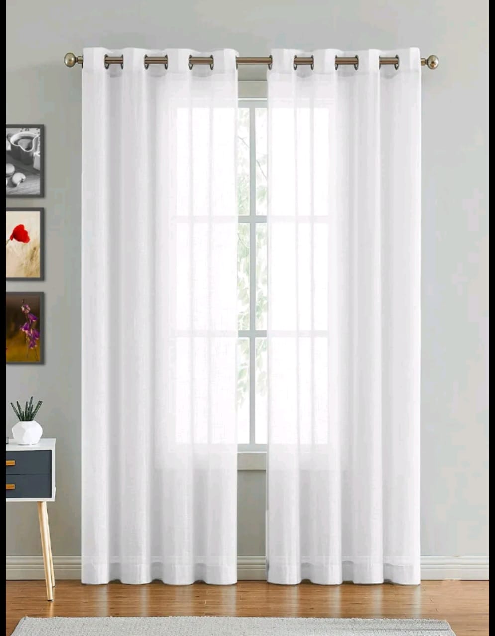 3M Solid white sheer plain curtain for Living room & bedroom - Light filtering for Curtains and Window Curtain
