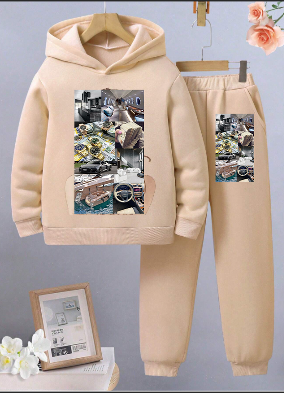 BLACK FRIDAY DEALS Men's/Boys Tracksuit 2 Piece Set - Graphic Hoodie Sweatsuits Athletic Jogging Pullover Hoodies Sweatshirt and Sweatpants