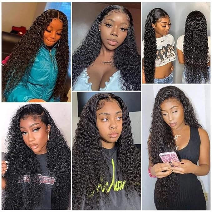 13x4 Lace Front Wigs Human Hair 180% Density Deep Wave Frontal Wigs Human Hair Pre Plucked with Baby Hair Glueless Wigs Human Hair for Black Women(natural color 20 inch)
