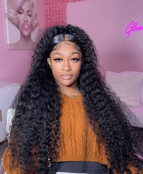Styled Lace Front Semi Human Hair 180% Density Deep Wave Frontal Wigs Human Hair Pre Plucked with Baby Hair Glueless Wigs Human Hair for Black Women(natural color 20 inch)
