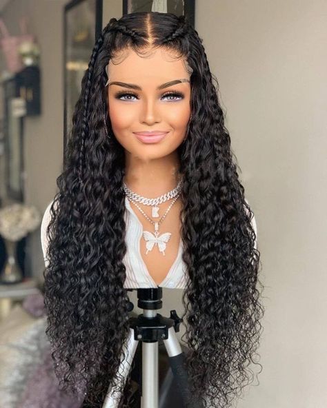 Styled Lace Front Semi Human Hair 180% Density Deep Wave Frontal Wigs Human Hair Pre Plucked with Baby Hair Glueless Wigs Human Hair for Black Women(natural color 20 inch)