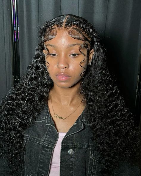 Styled Lace Front Semi Human Hair 180% Density Deep Wave Frontal Wigs Human Hair Pre Plucked with Baby Hair Glueless Wigs Human Hair for Black Women(natural color 20 inch)