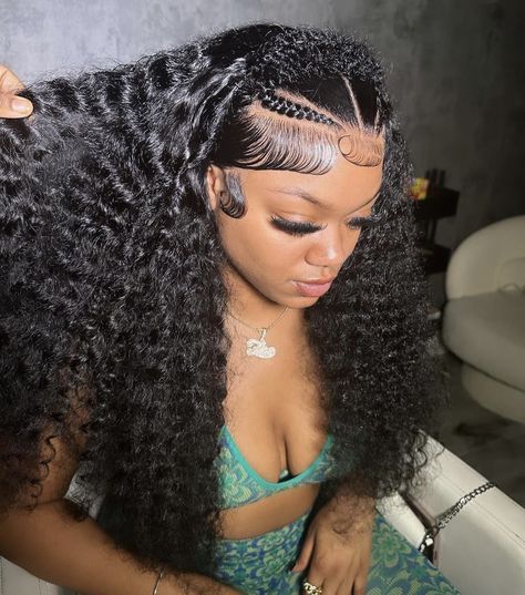 Styled Lace Front Semi Human Hair 180% Density Deep Wave Frontal Wigs Human Hair Pre Plucked with Baby Hair Glueless Wigs Human Hair for Black Women(natural color 20 inch)