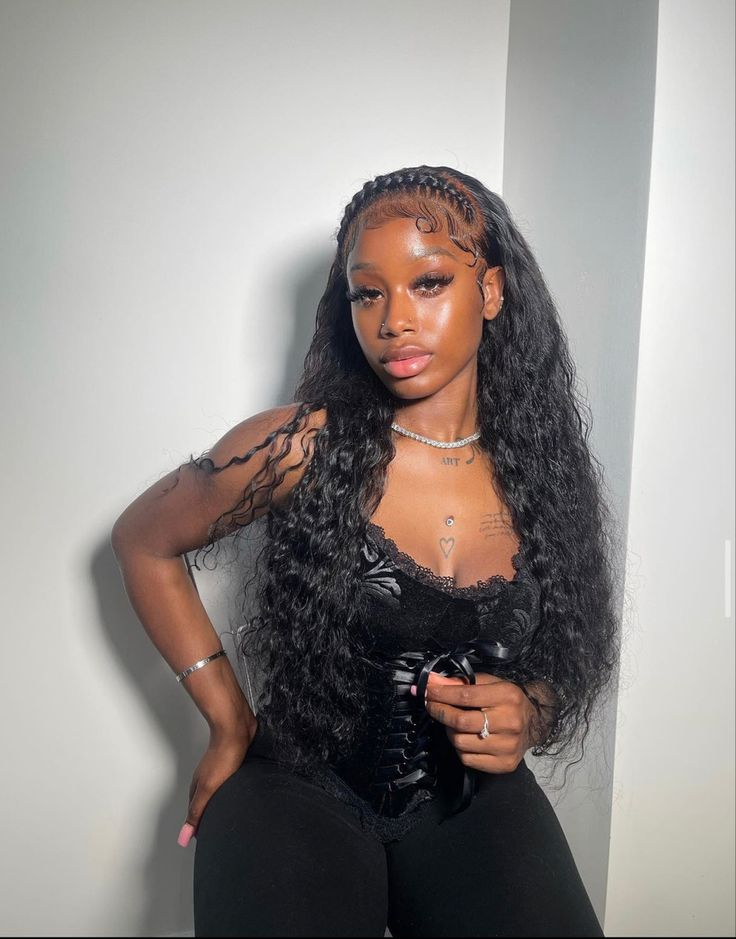 Styled Lace Front Semi Human Hair 180% Density Deep Wave Frontal Wigs Human Hair Pre Plucked with Baby Hair Glueless Wigs Human Hair for Black Women(natural color 20 inch)