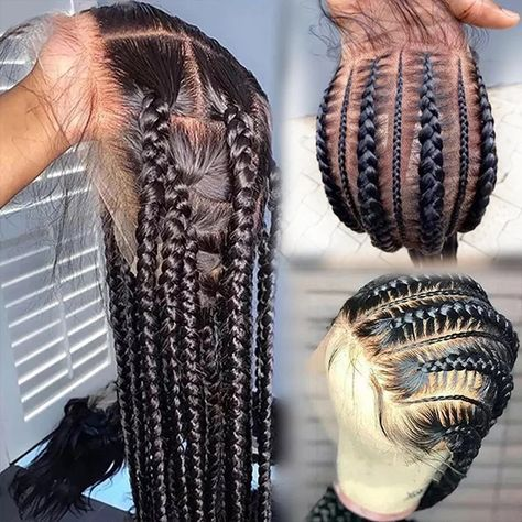 Braided Wigs Natural raw virgin Human Hair Lace Front,Transparent HD 360 Full Lace Braided Wigs For Black Women