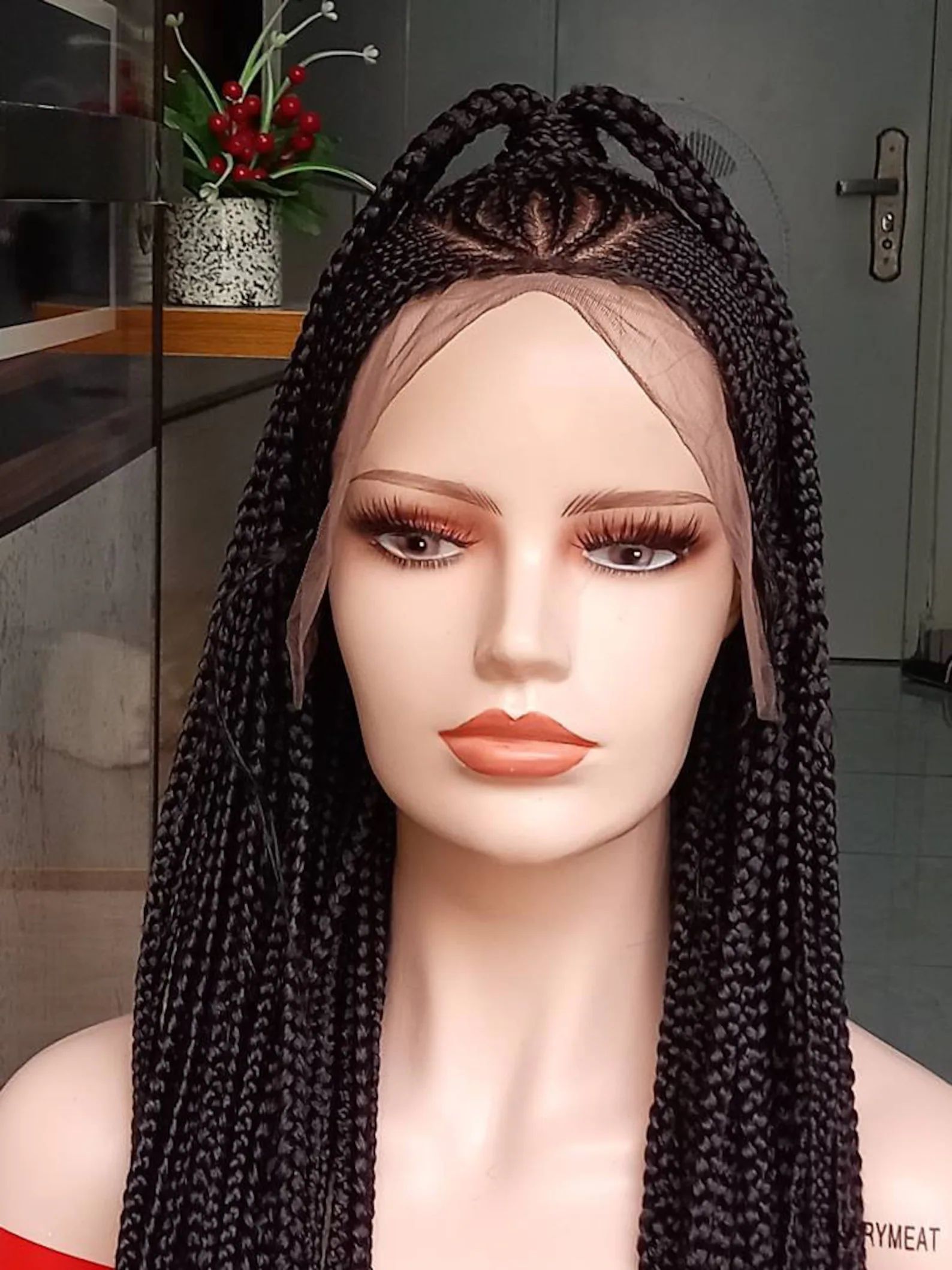Braided Wigs Natural raw virgin Human Hair Lace Front,Transparent HD 360 Full Lace Braided Wigs For Black Women