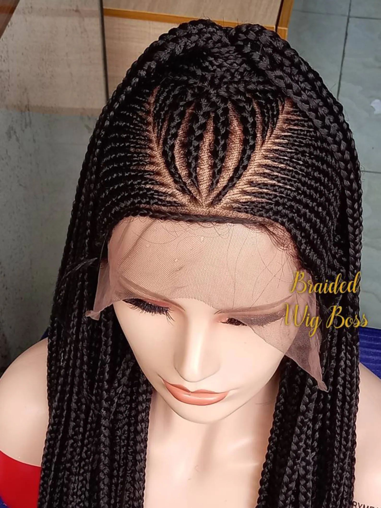 Braided Wigs Natural raw virgin Human Hair Lace Front,Transparent HD 360 Full Lace Braided Wigs For Black Women