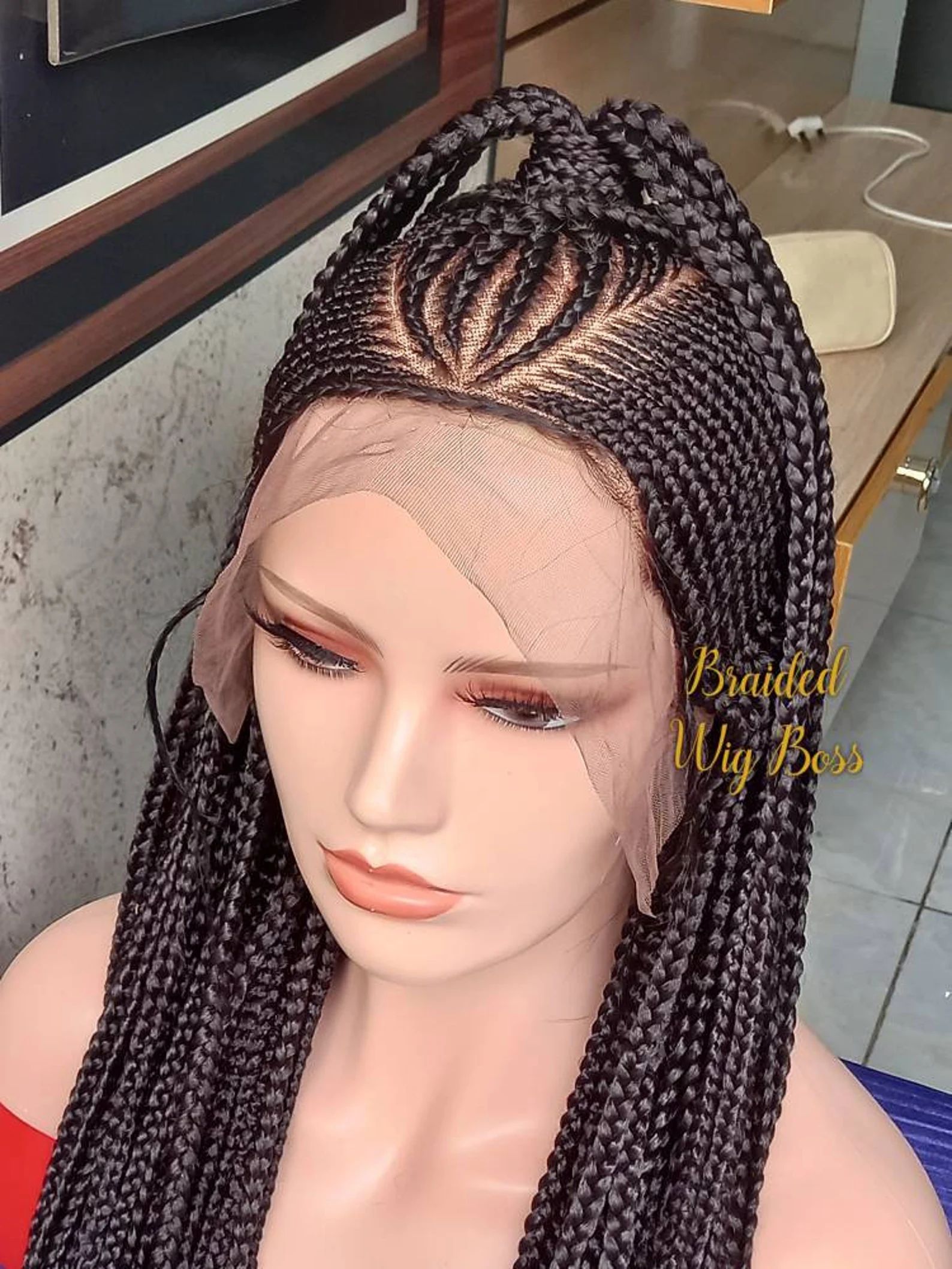 Braided Wigs Natural raw virgin Human Hair Lace Front,Transparent HD 360 Full Lace Braided Wigs For Black Women