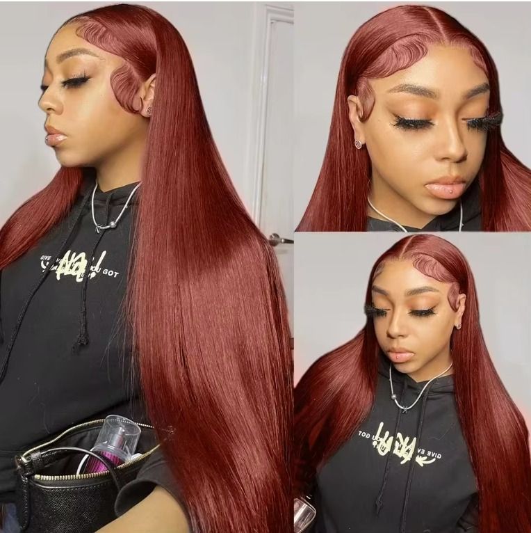 Reddish Brown Wig Straight 13x6 HD Lace Frontal Wigs 100% Human Hair 36 30Inch Brazilian HD Lace Front Human Hair Wigs For Women