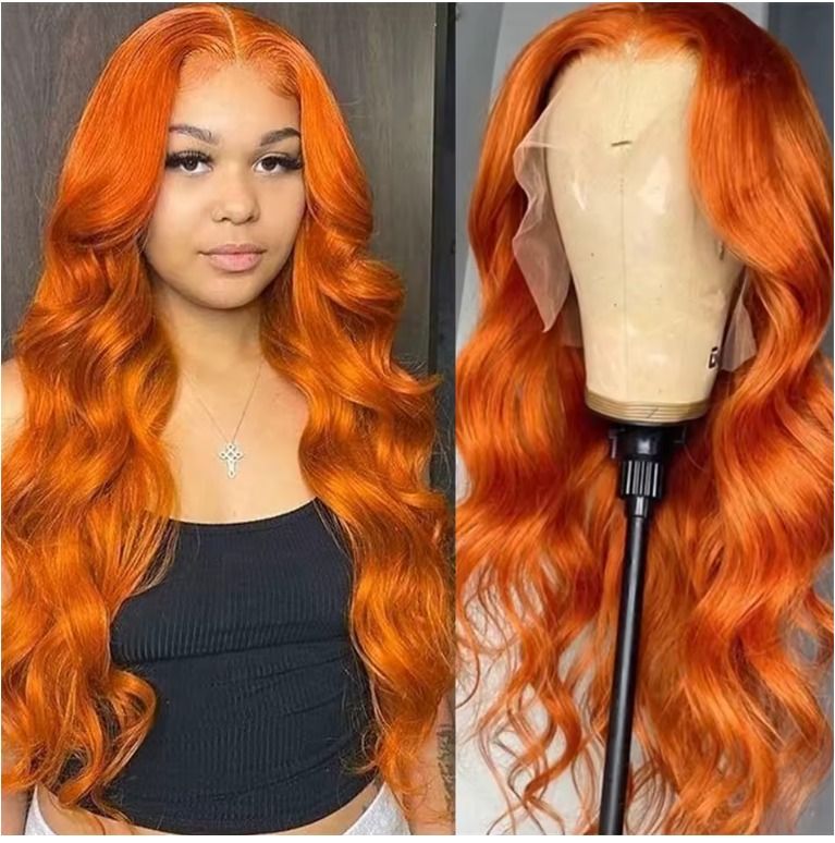 HD 13X6 Orange Ginger Lace Front Wig 100% Human Hair 13x4 Body Wave Lace Frontal Wig Pre Plucked Colored Human Hair Wig On Sale