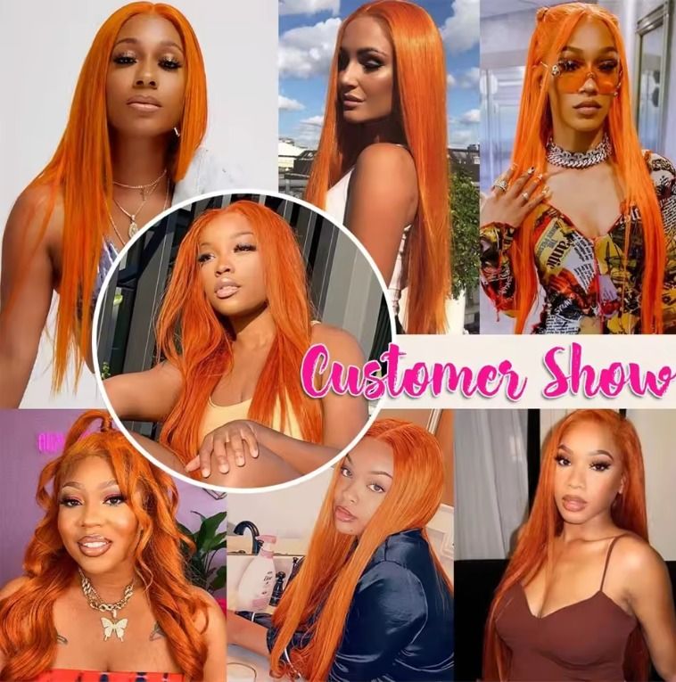 HD 13X6 Orange Ginger Lace Front Wig 100% Human Hair 13x4 Body Wave Lace Frontal Wig Pre Plucked Colored Human Hair Wig On Sale