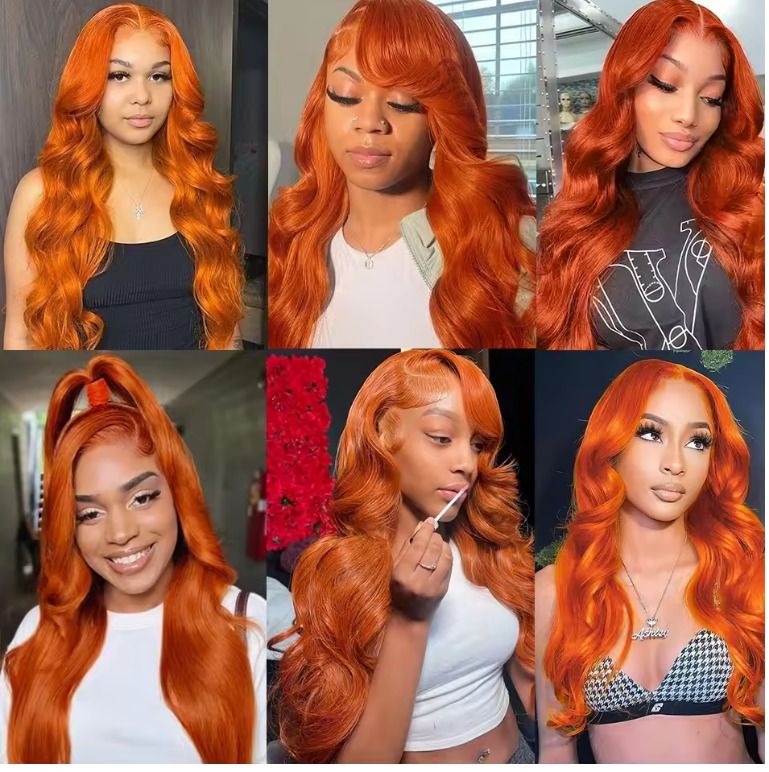HD 13X6 Orange Ginger Lace Front Wig 100% Human Hair 13x4 Body Wave Lace Frontal Wig Pre Plucked Colored Human Hair Wig On Sale