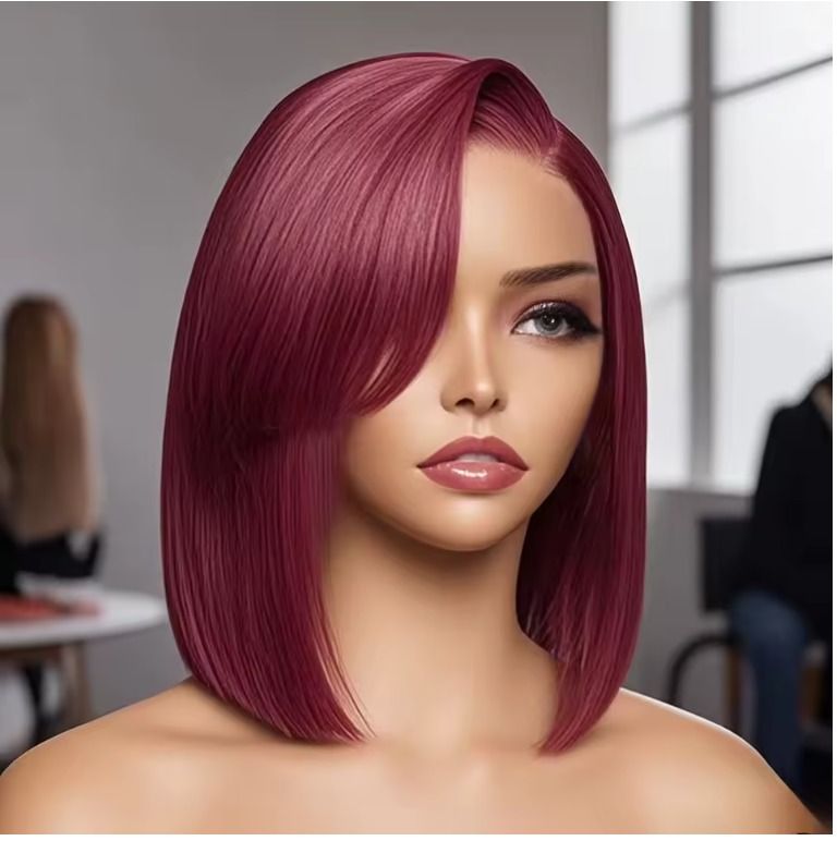 13x4 Short Lace Frontal Bob Wig Human Hair 100% Remy 16Inch Brazilian Transparent 200%Density Lace Wigs Pre Plucked