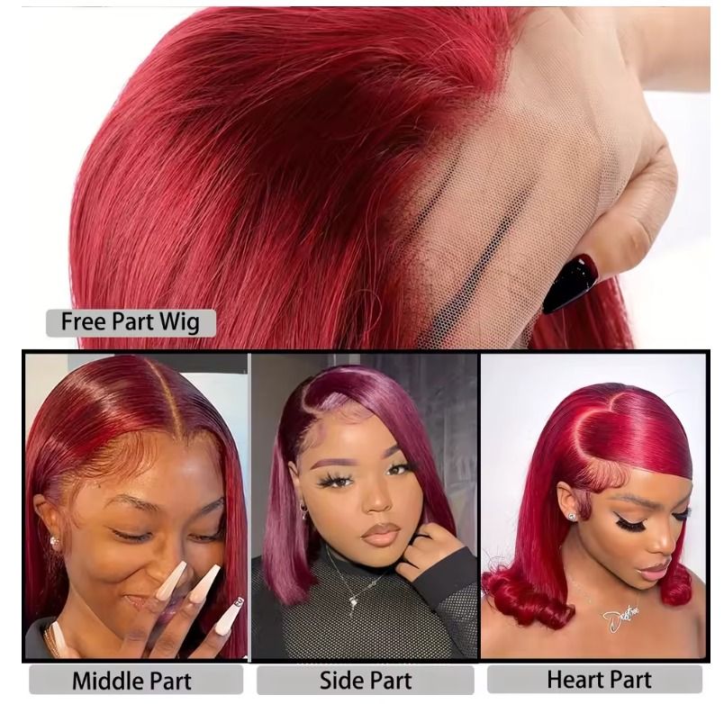 13x4 Short Lace Frontal Bob Wig Human Hair 100% Remy 16Inch Brazilian Transparent 200%Density Lace Wigs Pre Plucked