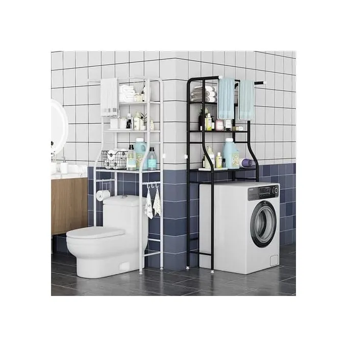 Toilet Storage Rack，Thicken Stainless Steel Rack Toilet Cabinet Shelving Kitchen Washing Machine Rack Bathroom Space-Saving Shelf Clean Finish Hold