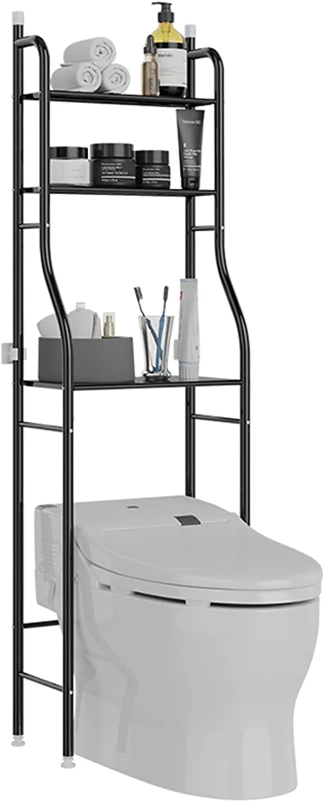 Toilet Storage Rack，Thicken Stainless Steel Rack Toilet Cabinet Shelving Kitchen Washing Machine Rack Bathroom Space-Saving Shelf Clean Finish Hold