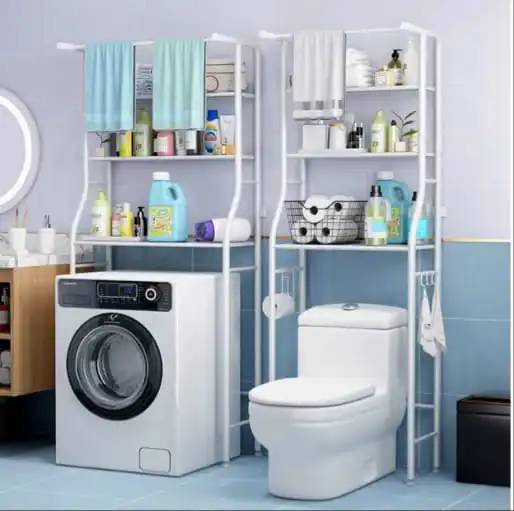 Toilet Storage Rack，Thicken Stainless Steel Rack Toilet Cabinet Shelving Kitchen Washing Machine Rack Bathroom Space-Saving Shelf Clean Finish Hold