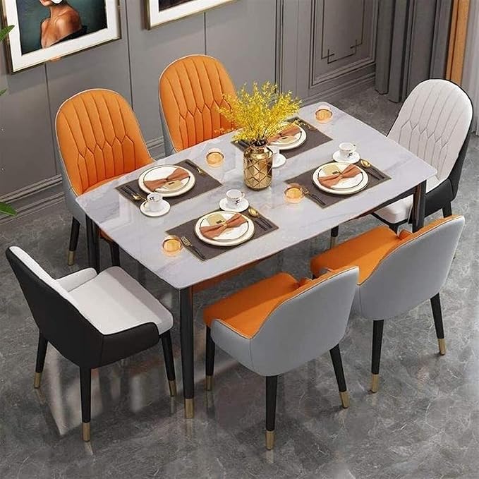 Dining set 6 Chairs and Table Kitchen Dining Room Furniture Chairs Nordic Backrest Dining Chair Modern and Simple for Office Lounge Dining Kitchen Bedroom