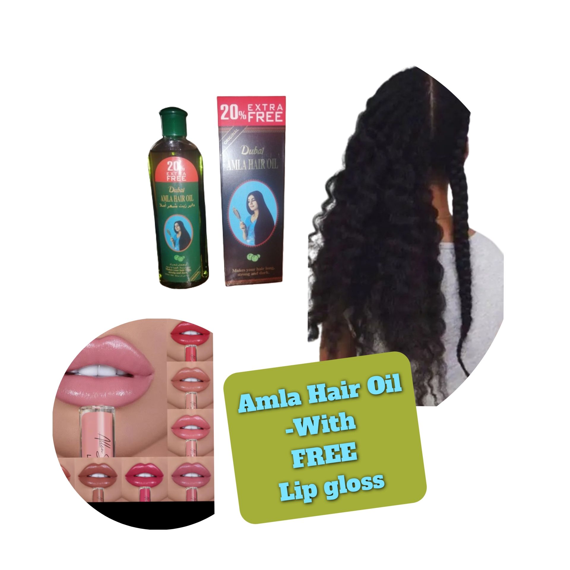 Amla Hair Oil-Original with FREE Gift- Lip gloss. For long, strong &dark hair. Naturally created with amla fruit. For Rapid, massive, mega hair growth. Instant scalp hydration &soothing.