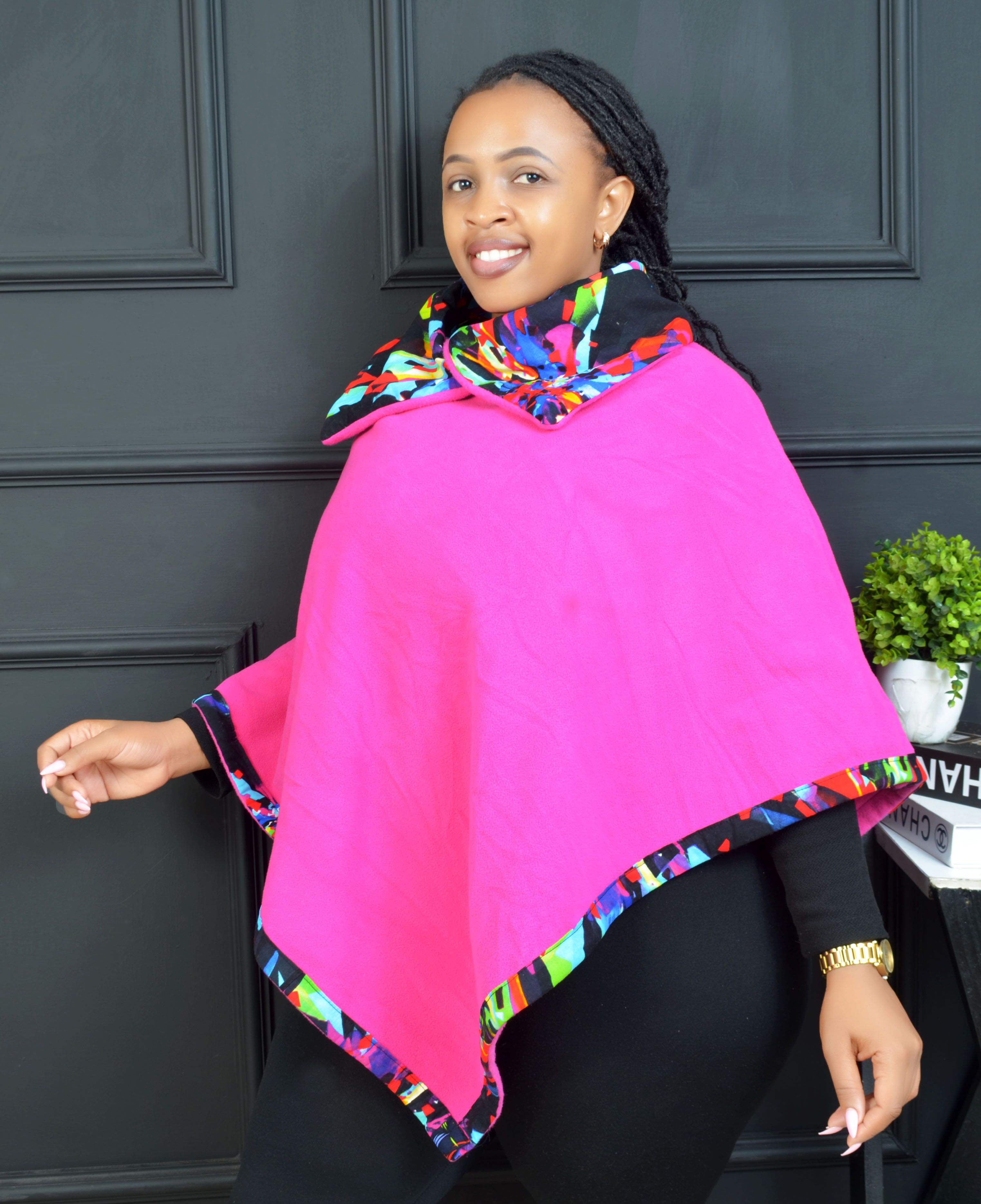 NEW ARRIVAL! High quality Ankara Kitenge fleece poncho, stylish African warm jacket &top for ladies & women. Very smart, official & casual wear for parties, outings, weddings, ruracio & all occasions.
