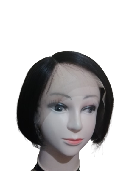100% Pure Human hair bob Lace wig; frontal & side- Can be blow dried,washed ,dyed, tonged, curled in different hair styles. Genuine hair accessory for ladies,women for parties,weddings, church, office