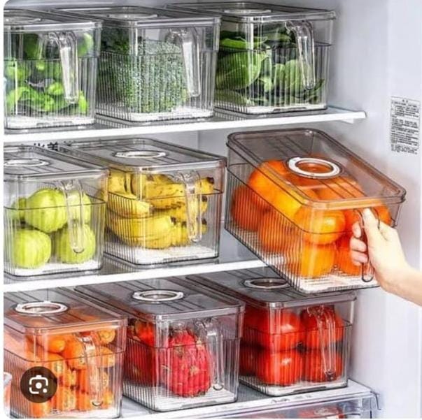 Fridge Organizer, Stackable Refrigerator Organizer Bins, Reusable Food Storage Containers, Fridge Drawer Organizer in Home Kitchen, Barbecue Shop, Restaurant