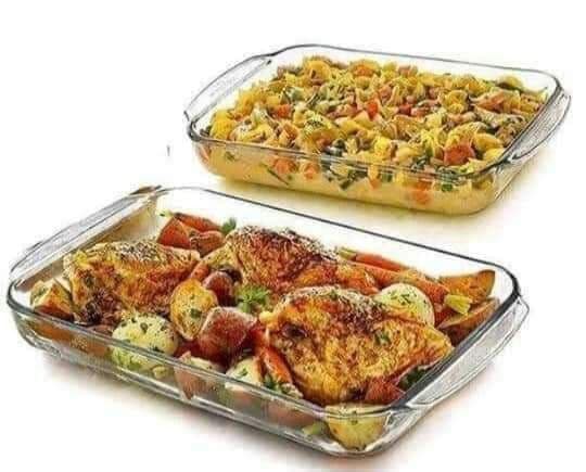 2 glass borrosilicate baking / storage tray,Cooking and Serving Pan, Rectangular Baking Tray, Borosilicate Glass Cooking Pans for Oven, Casserole Dish, Heat Resistant Glass