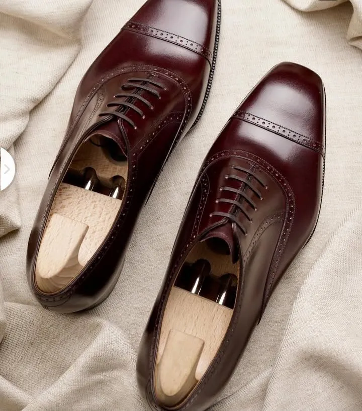 Elegant Pure Genuine Cow Leather Men's Oxford Groom Shoes – Premium Leather Formal and Casual Footwear for Suits, Weddings & Daily Wear