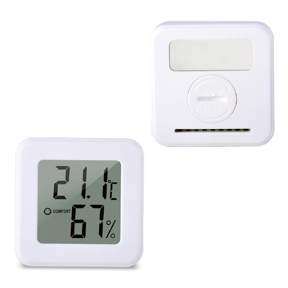 White Mini Electronic Temperature and Humidity Meter Car Thermometer with Smiling Face Display Refrigerator Thermometer