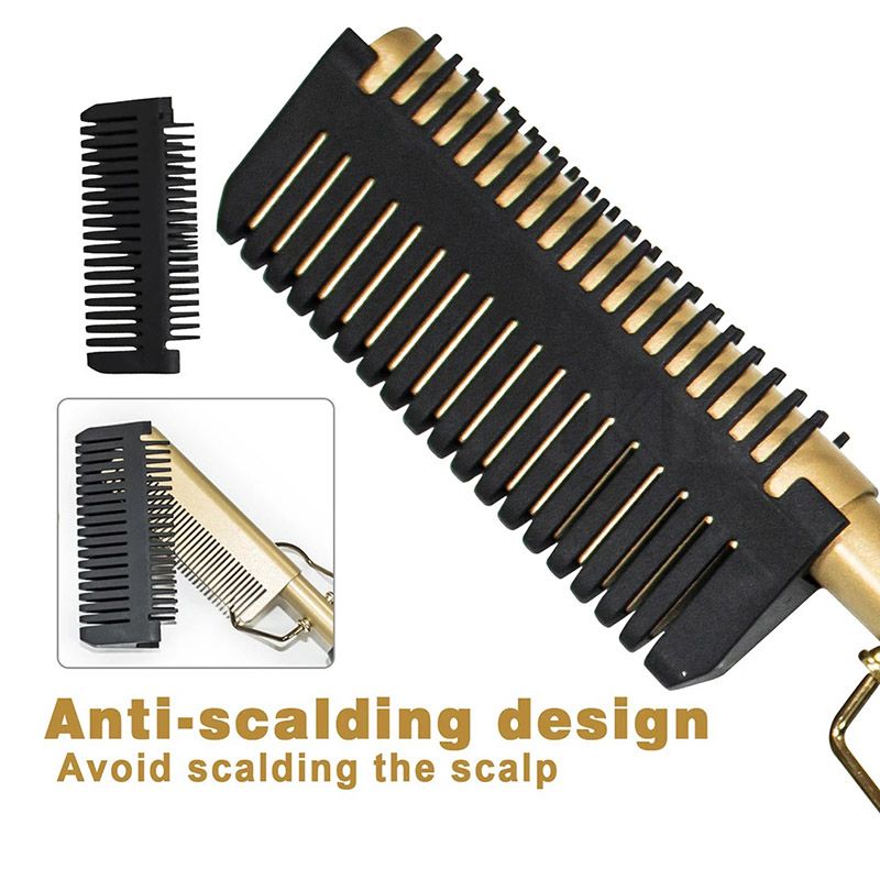 2 in 1 Hot Comb Straightener Electric Hot Heating Comb Wet Dry Hair Iron Hair Straightener Brush Hair Curler Hair Styling Tools Wigs Straightening Brush