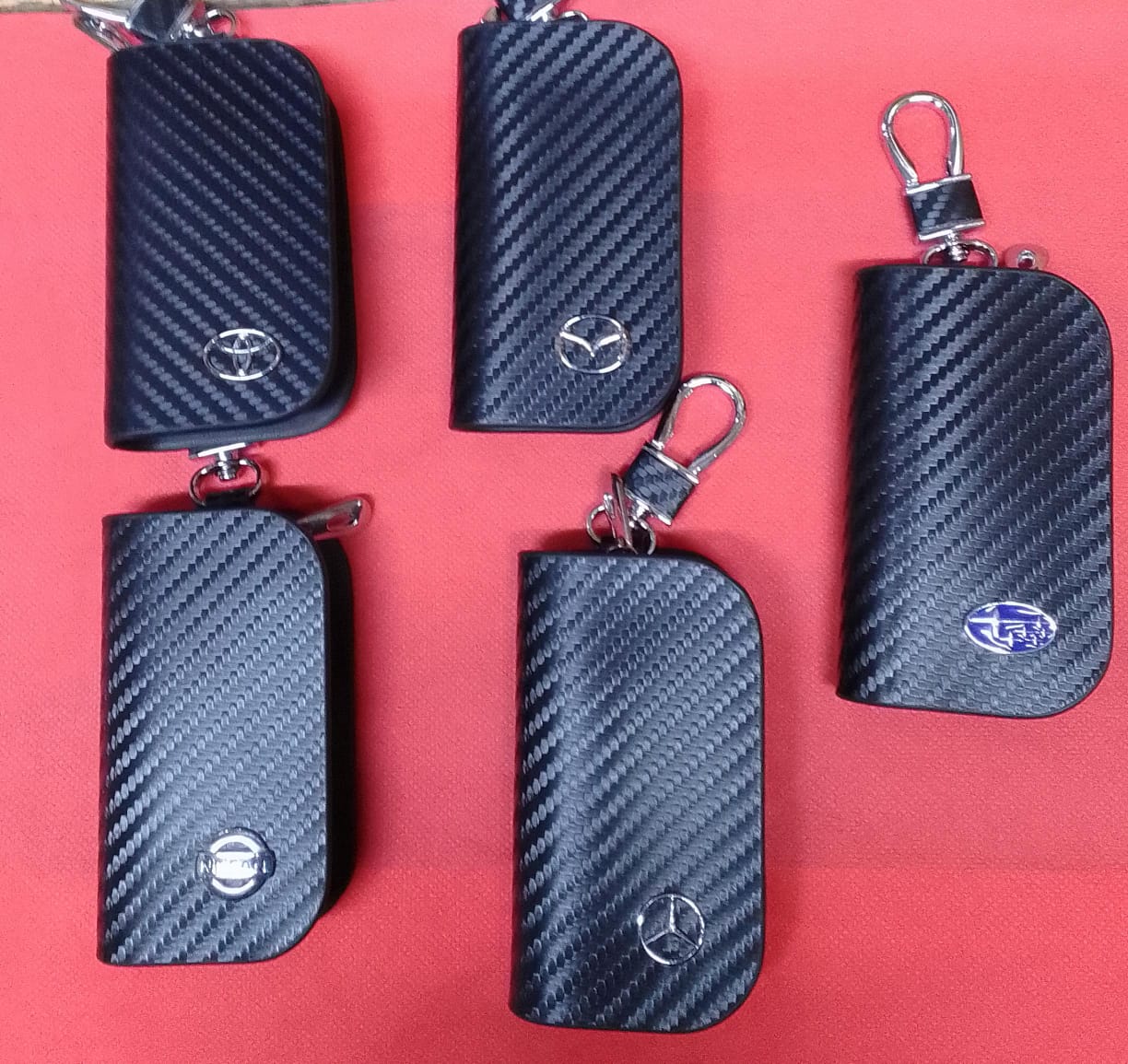 Car Keys Wallet Case Leather Carbon Key Wallet Case Car Key Holder Case Wallet Pocket Key Holder Palm Size Wallet