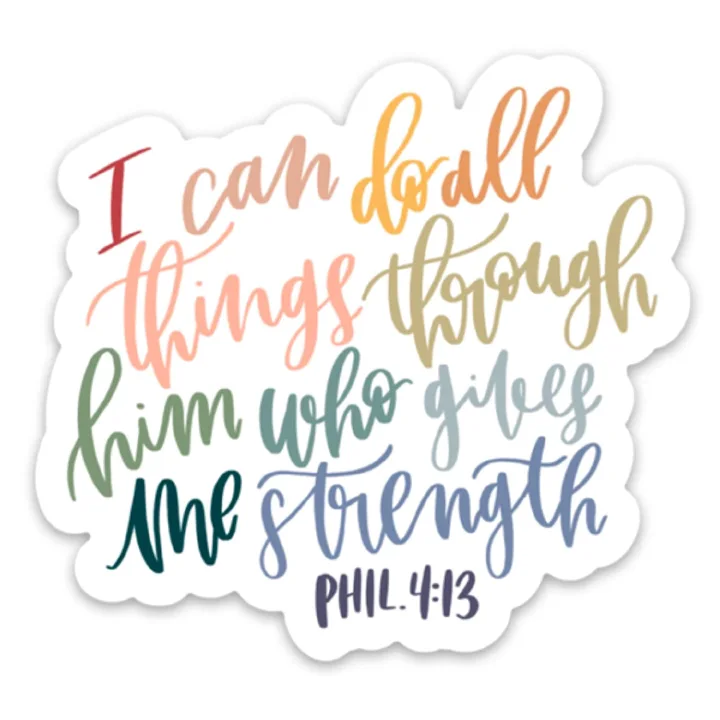 I can do all things through Christ who strengthens me Bible Quote Stickers, Stickes for Her, Diary. Journal, Phone , Laptop Stickers Waterproof, Peel nd Stick