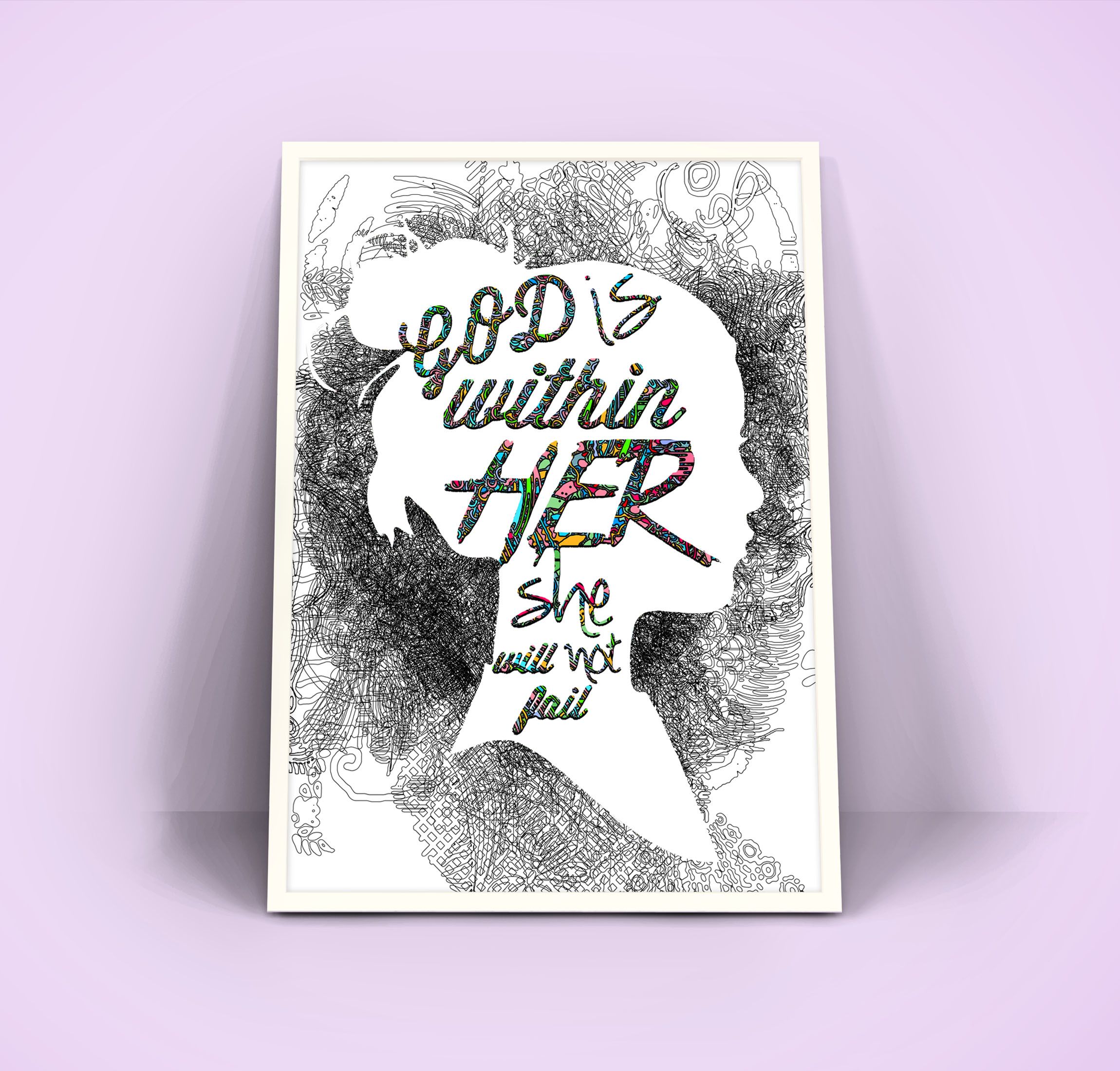 Set of 2 Wall Art Posters- God is within Her She Will Not Fail, Framed A4 Size, Large framed A3 Size Reafy to Hng, FGift for Mum, Sister, Bible Quote Scripture Wall Art, gift fir Christians, Home Deco