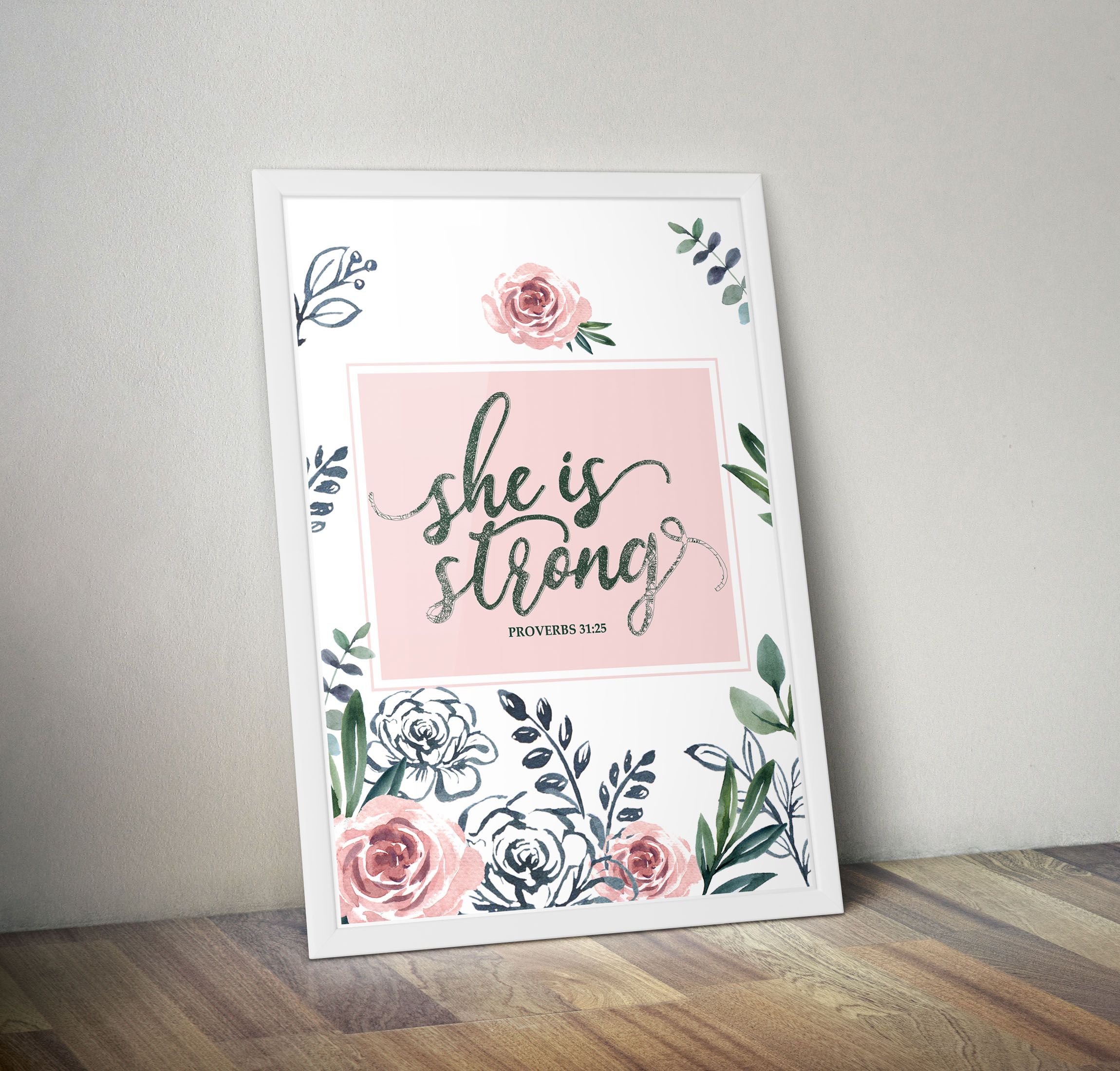 Set of 2 Wall Art Posters- God is within Her She Will Not Fail, Framed A4 Size, Large framed A3 Size Reafy to Hng, FGift for Mum, Sister, Bible Quote Scripture Wall Art, gift fir Christians, Home Deco