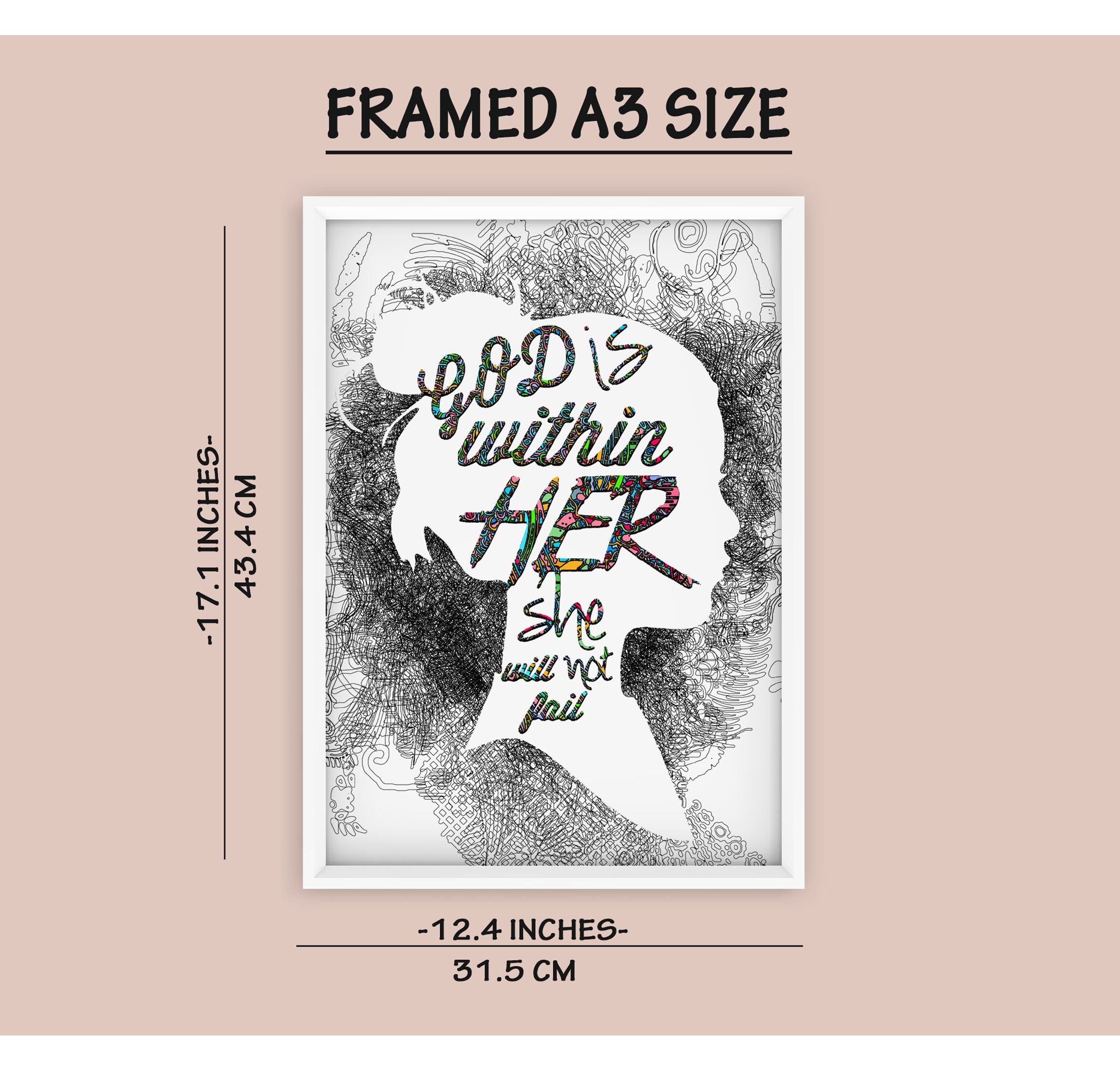 Set of 2 Wall Art Posters- God is within Her She Will Not Fail, Framed A4 Size, Large framed A3 Size Reafy to Hng, FGift for Mum, Sister, Bible Quote Scripture Wall Art, gift fir Christians, Home Deco