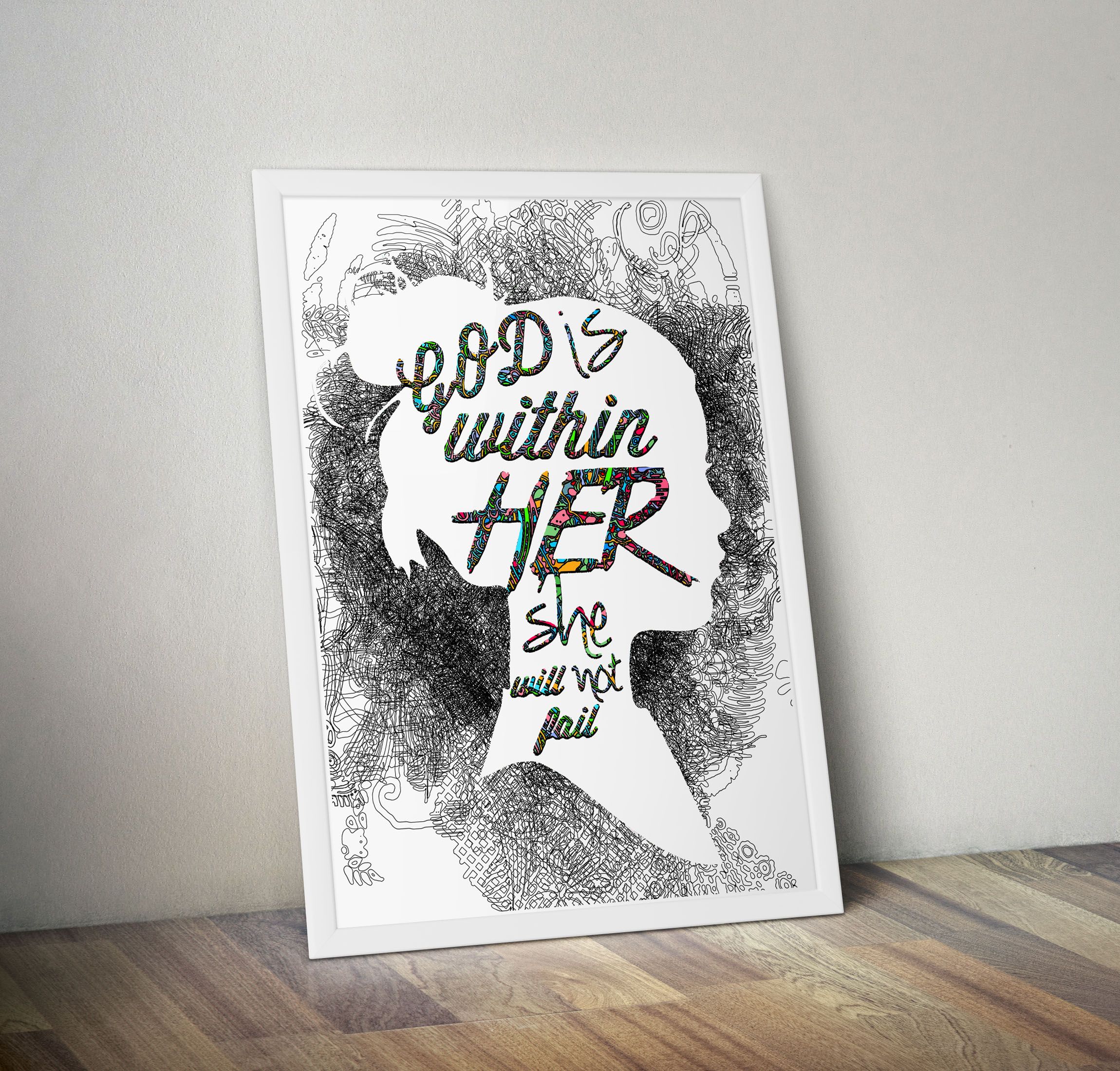 Set of 2 Wall Art Posters- God is within Her She Will Not Fail, Framed A4 Size, Large framed A3 Size Reafy to Hng, FGift for Mum, Sister, Bible Quote Scripture Wall Art, gift fir Christians, Home Deco