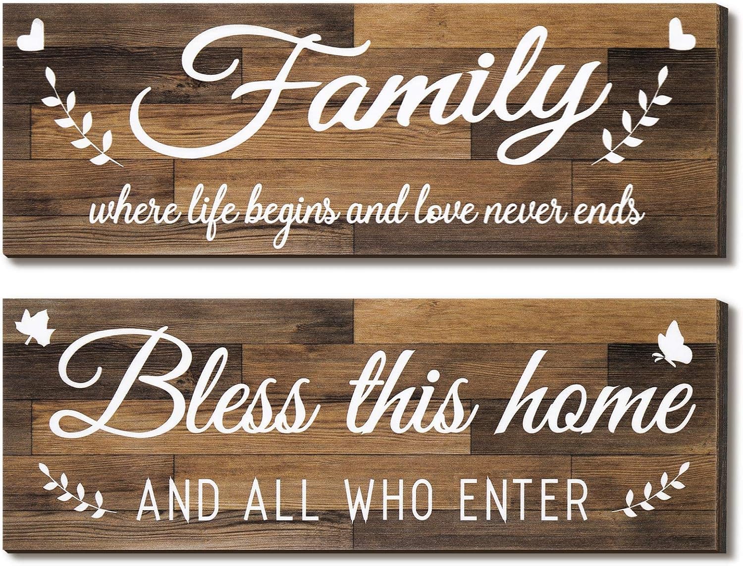 Wooden Family Signs Rustic Bless This Home Wall Decor Wood Family Decor Wall Art Farmhouse Entryway Sign Home Decoration for Bedroom Living Room Office Home Decor, 13.8 x 4.7 Inch (Brown)