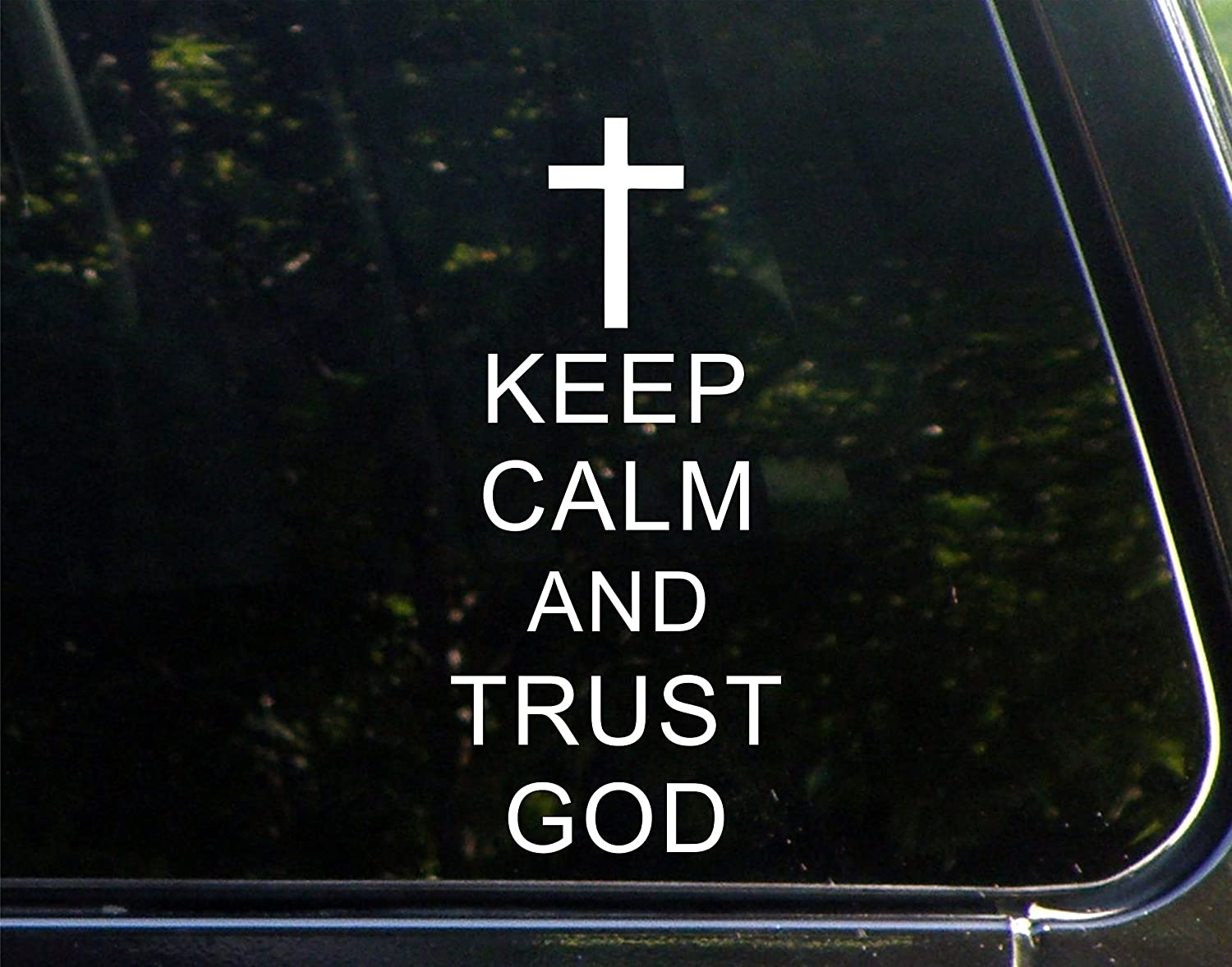 Christian Decal Vinyl Sticker - Sticker for Car Window, Truck, Wall, Laptop | White Color | Suitable for Dark backgrounds, Easy to Instll, Laong lasting, Waterproof,8" x 3"  Easy to remove
