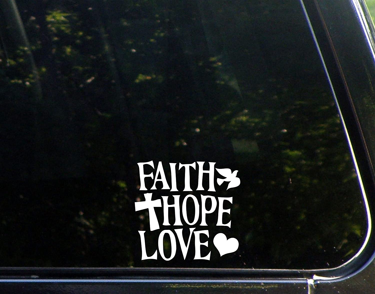 Christian Decal Vinyl Sticker - Sticker for Car Window, Truck, Wall, Laptop | White Color | Suitable for Dark backgrounds, Easy to Instll, Laong lasting, Waterproof,8" x 3"  Easy to remove