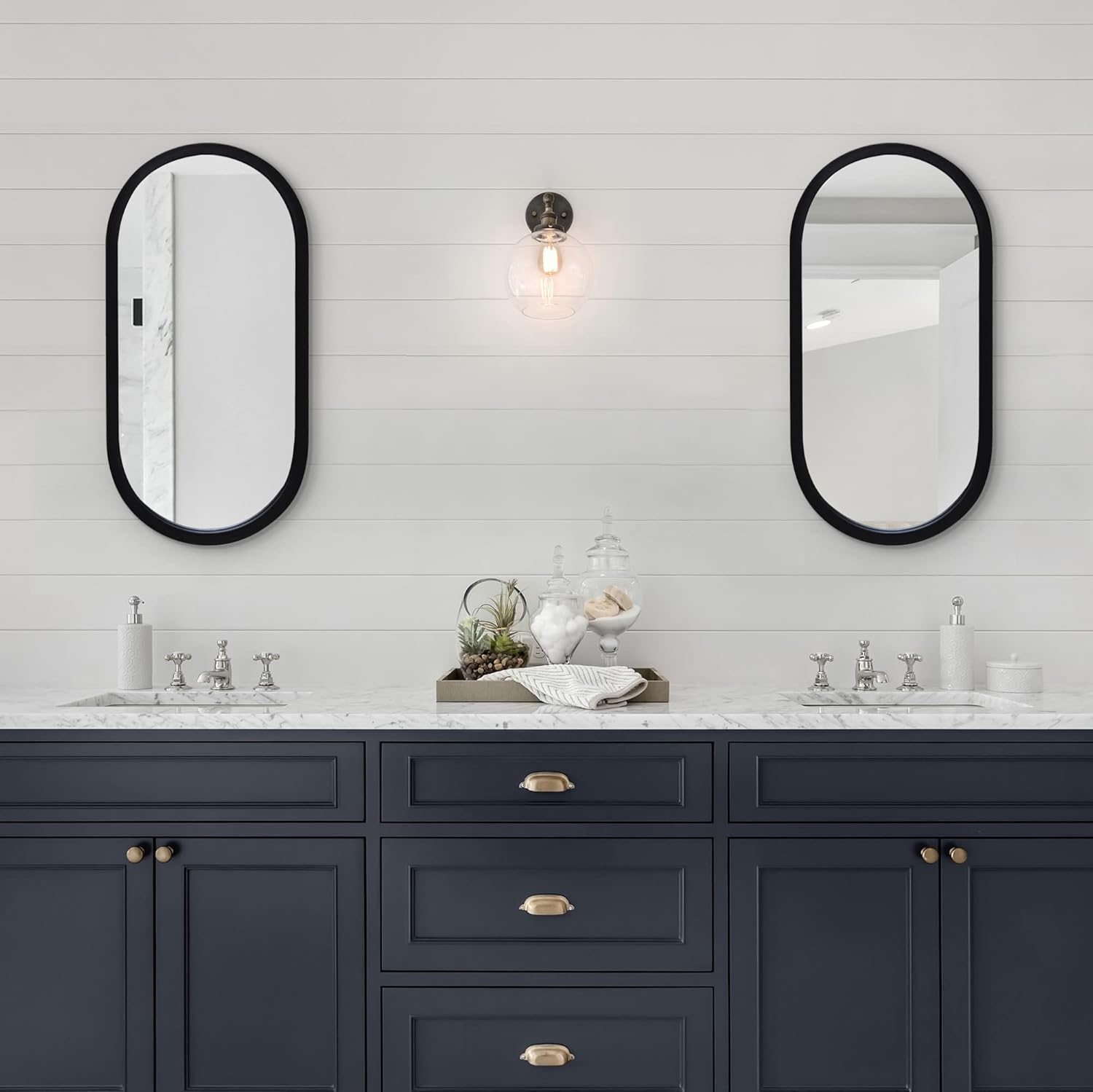 Simple Oval Mirror - Hanging Mirror with Durable Frame - Modern Mirror for Bathroom, Bedroom, Living Room - Mirrors for Wall Display and Home Decor - Black