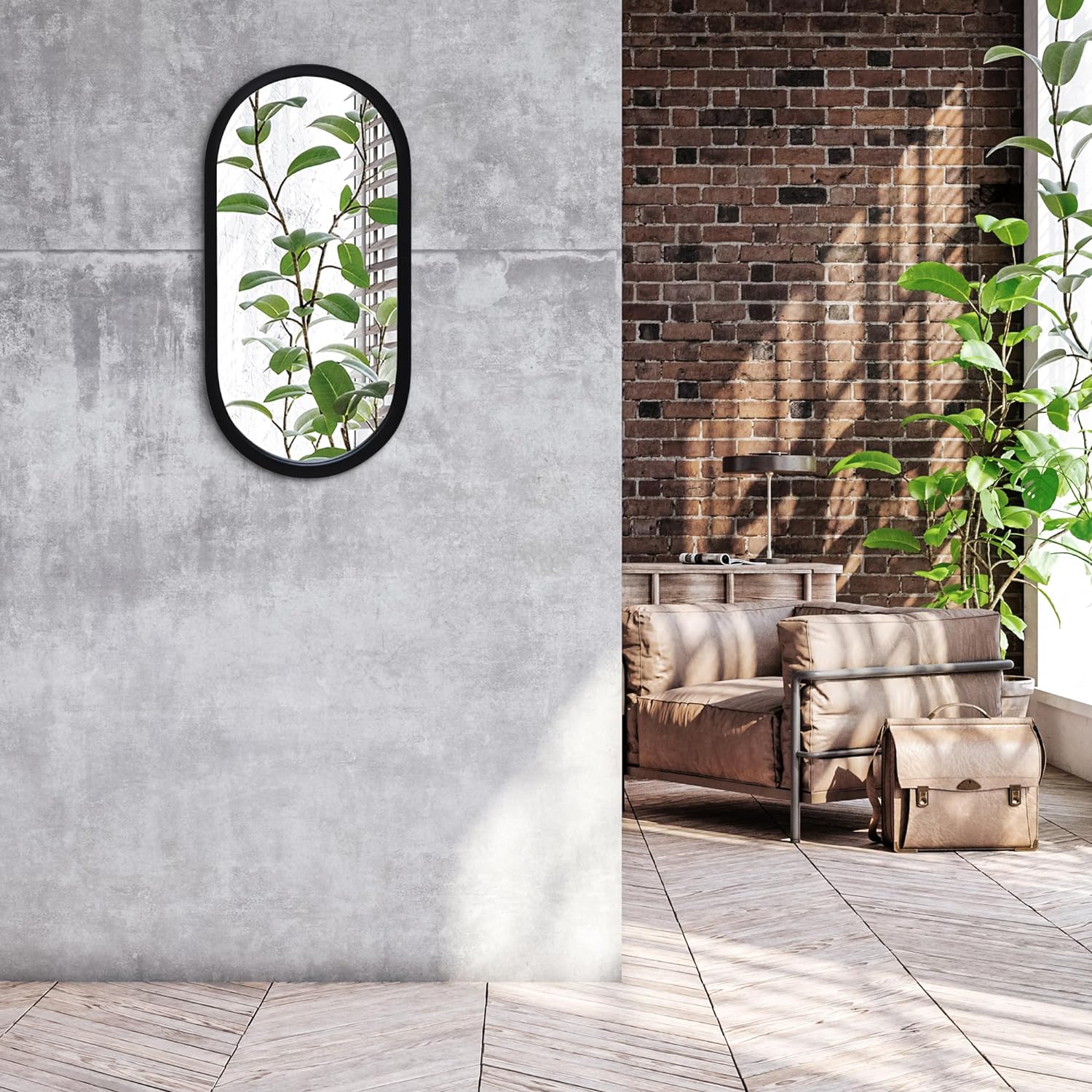 Simple Oval Mirror - Hanging Mirror with Durable Frame - Modern Mirror for Bathroom, Bedroom, Living Room - Mirrors for Wall Display and Home Decor - Black