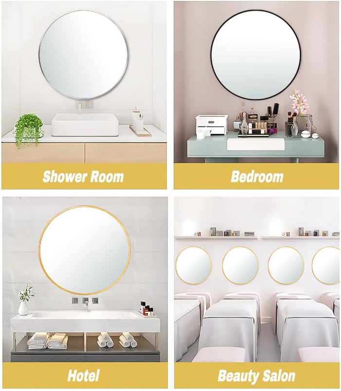 Gold Round Mirror, 12 inch Circle Wall Mirror for Bathroom Vanity, Entryway Living Room with Wood Frame for Home Decor ready to hang Wooden Frame