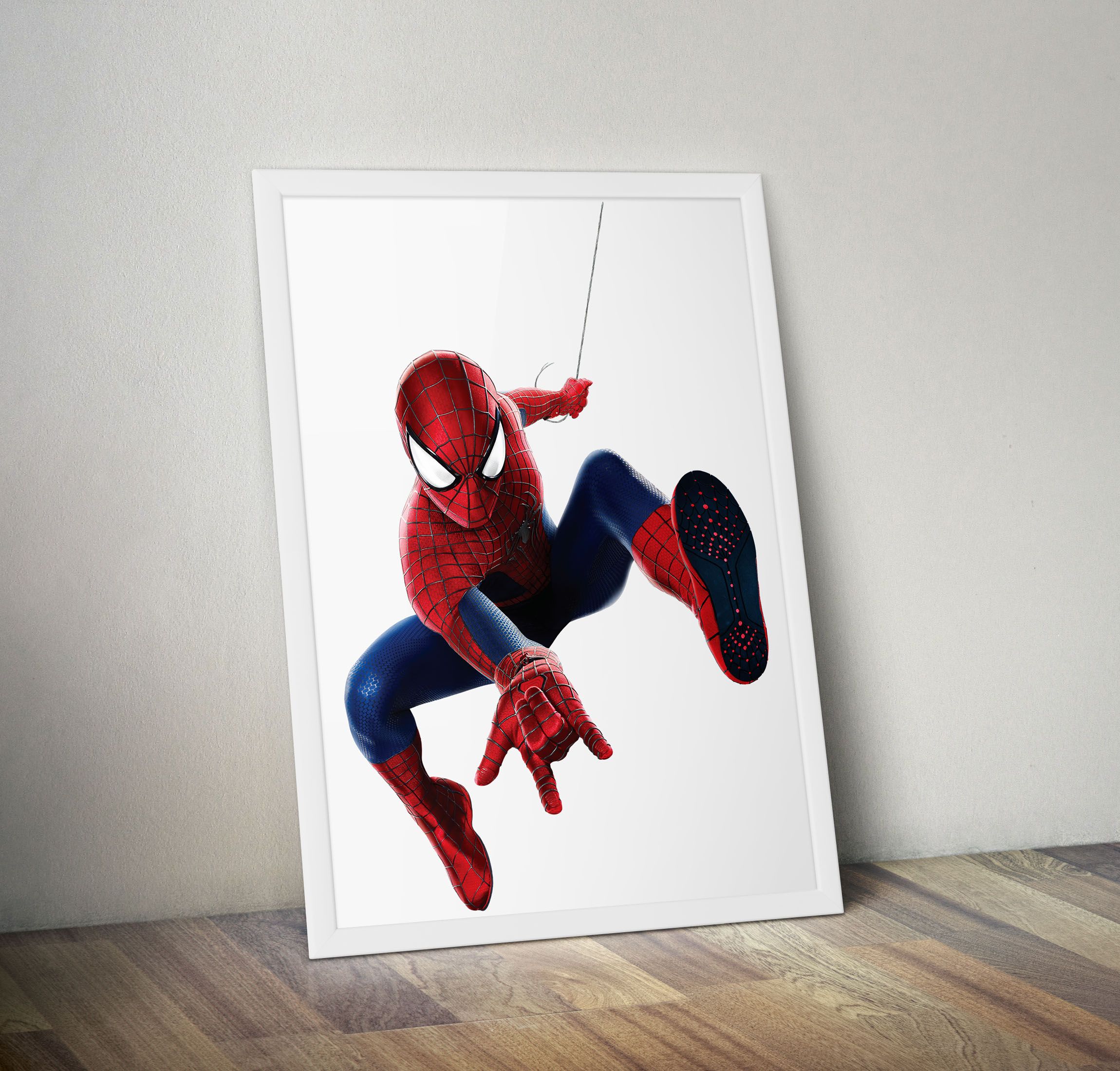 Superhero Action Figure Wall Art – White Framed Wood, A4 (9.5 x 11 in) with Unbreakable Glass | Ready to Hang | Captain America, Hulk, Spider-Man & More | Comic-Inspired Home Decor