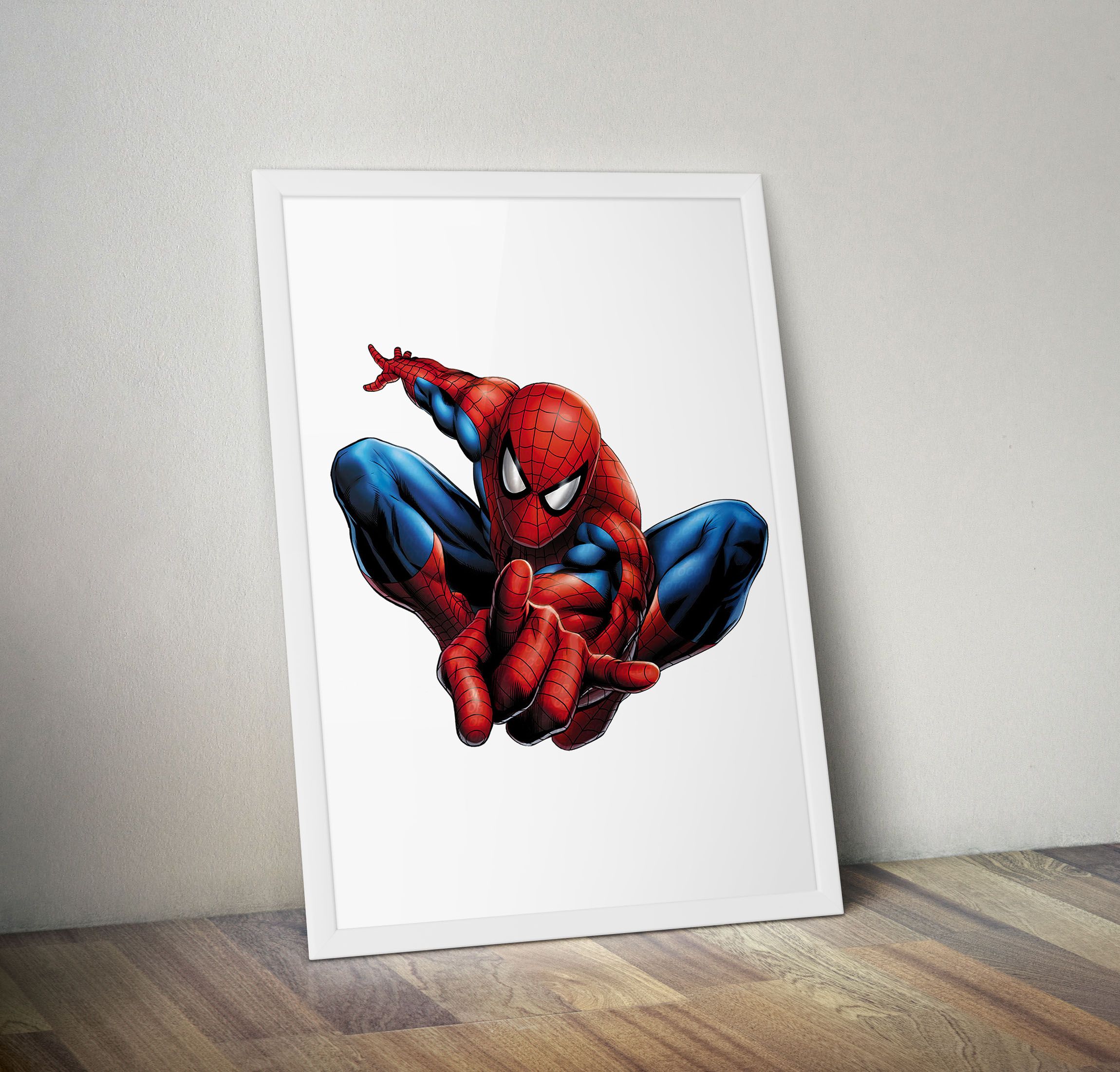 Superhero Action Figure Wall Art – White Framed Wood, A4 (9.5 x 11 in) with Unbreakable Glass | Ready to Hang | Captain America, Hulk, Spider-Man & More | Comic-Inspired Home Decor
