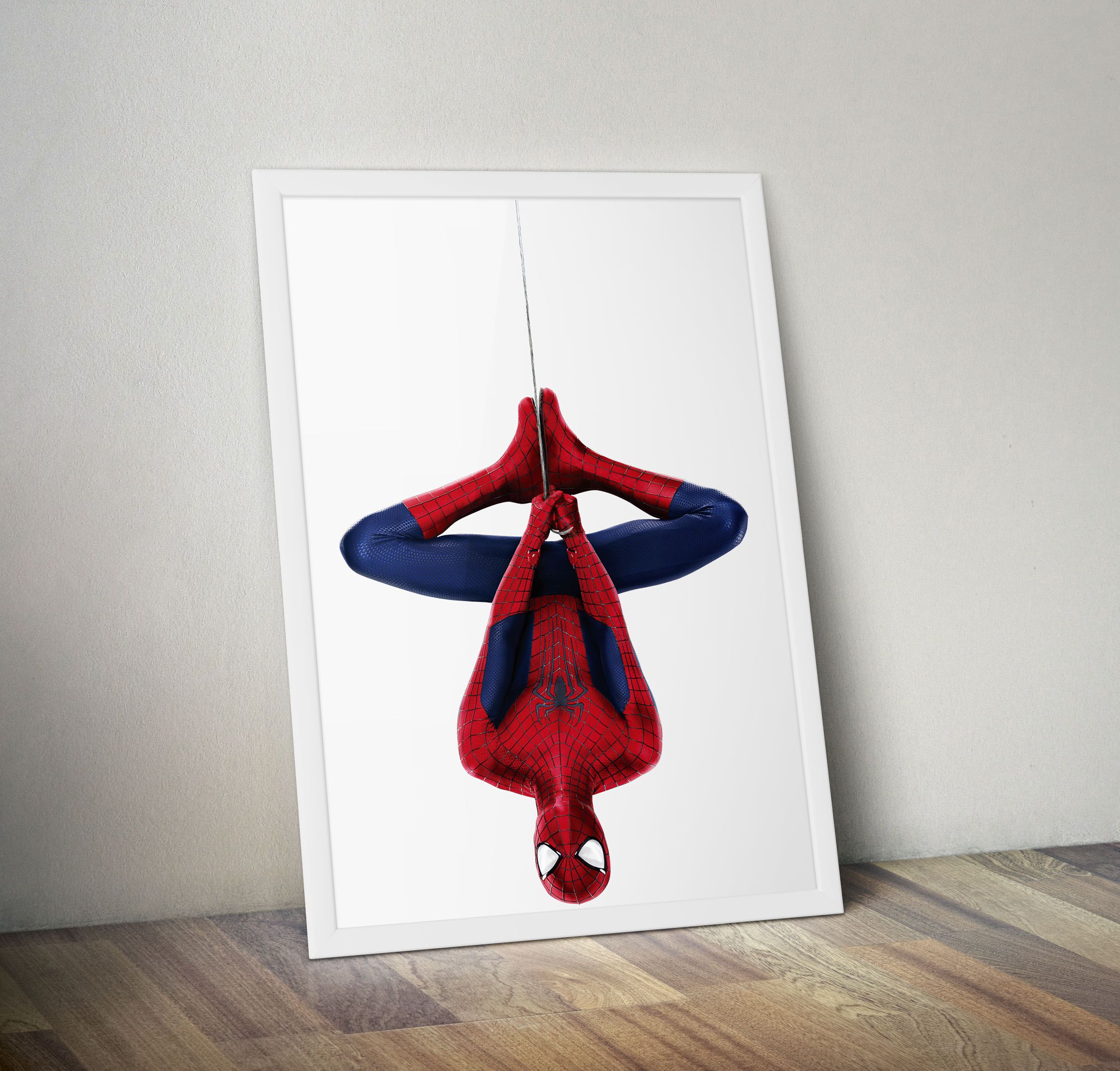 Superhero Action Figure Wall Art – White Framed Wood, A4 (9.5 x 11 in) with Unbreakable Glass | Ready to Hang | Captain America, Hulk, Spider-Man & More | Comic-Inspired Home Decor