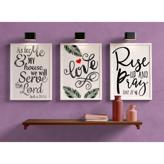 Assorted Faith Based Bible Verse Wall decor, 3 Pieces Framed Wall Art Pieces, As for me and my house we shall the Lord, Rise and Pray, Wall Decor For Living Room Bedroom, Prayer Room, Study Room, Gift