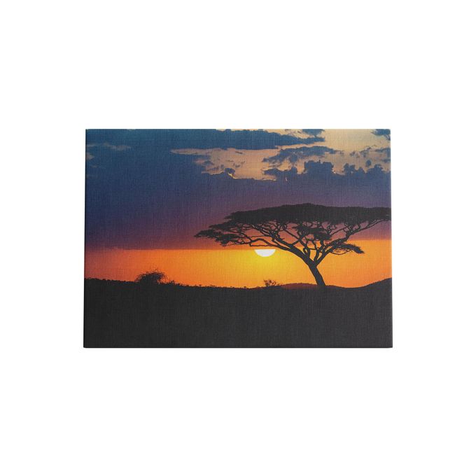 Sunset African Savannah Landscape Framed Canvas Painting Ready to Hang- large A2 Size Canvas Mounted on Wooden Frame Board- African Art iece for Bedroom, Hotel & restaurant, Bedroom Decor or Hallway