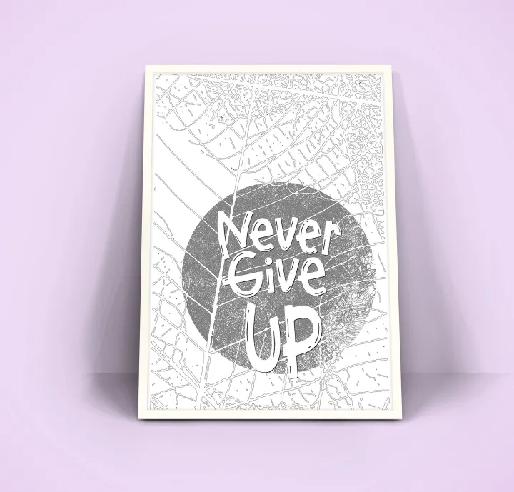 Framed Wal Posters- Never Give up- God has a Plan, Be Kind, Nothing is Impossible, Stay Humble, Girl noss, No Limits- ready to Hang FramedA A4 Size- white Wooden frame for Living room, Desk Table top